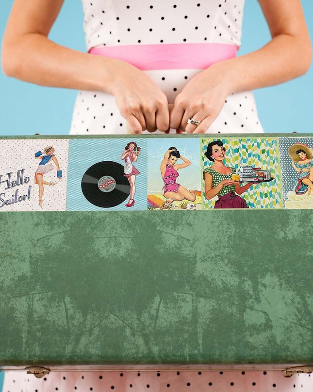 Retro 1950's Sexy pin up Girls Extra Wide washi Tape. For scrapbooking, crafts, decoupage and gift wrapping