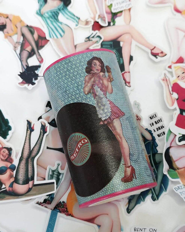 Retro 1950's Sexy pin up Girls Extra Wide washi Tape. For scrapbooking, crafts, decoupage and gift wrapping