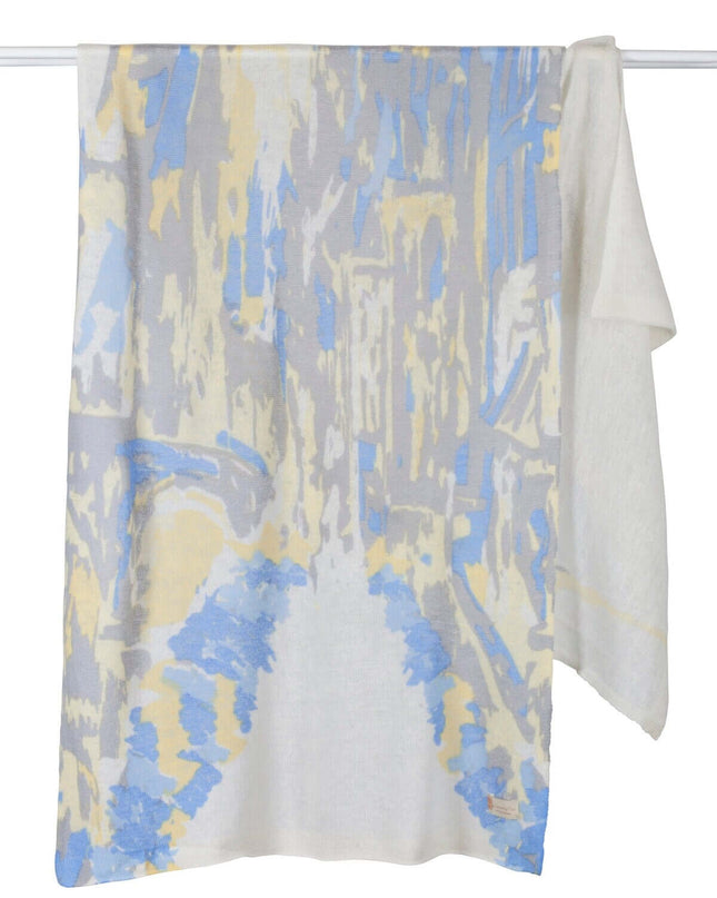 Ultra fine, sheer 100% cashmere shawl with Paris print- can be worn year round !