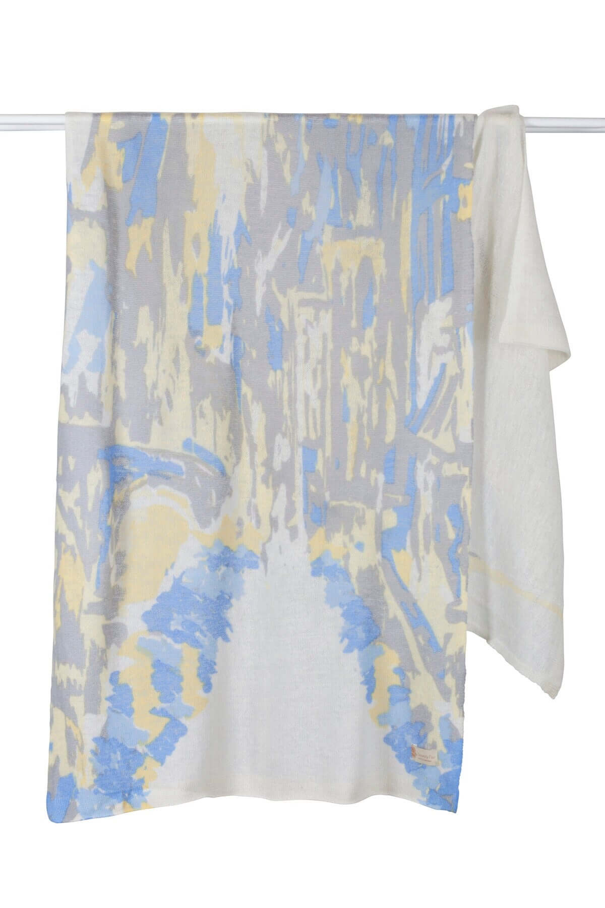 Ultra fine, sheer 100% cashmere shawl with Paris print- can be worn year round !