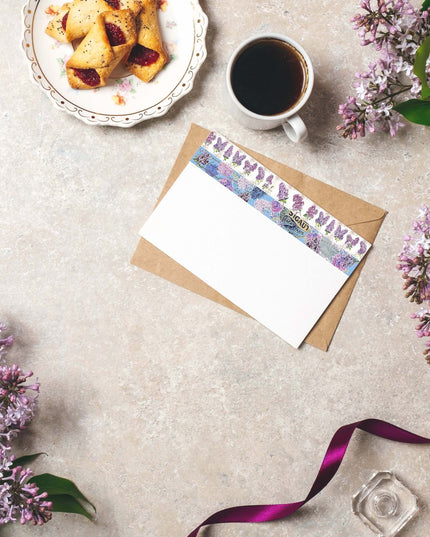 Lilas de printemps vintage et hortensias violets floraux washi autocollant ruban ensemble de 2 rouleaux. Extra long 10 mètres/ 394" par rouleau