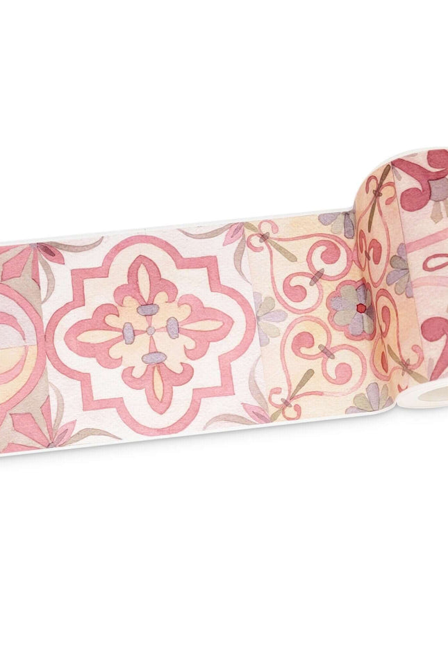 Tile Pattern Washi Tape (Majolica Mediterranean Pastel Tiles washi Sticker Tape (Extra Wide 10 cm)