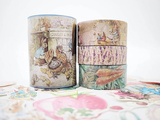 Peter Rabbit Deluxe washi Tapes, die Cut Stickers, Scrapbook s for scrapbooks, DIY Cards, Crafts, decoupage and Decor