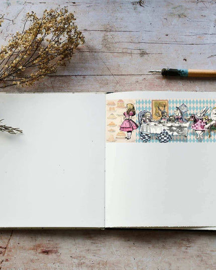 Charmante bande washi Alice au pays des merveilles et autocollants découpés, ensemble pour journal, découpage, scrapbooking, artisanat de décoration