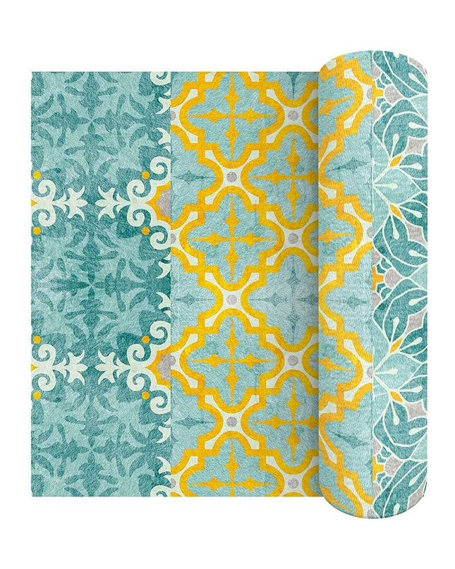 Ruban Washi à motif de carreaux (jaune rétro, ruban washi bleu sarcelle pour carreaux (extra large) bordures murales temporaires qui ne laissent aucun résidu collant