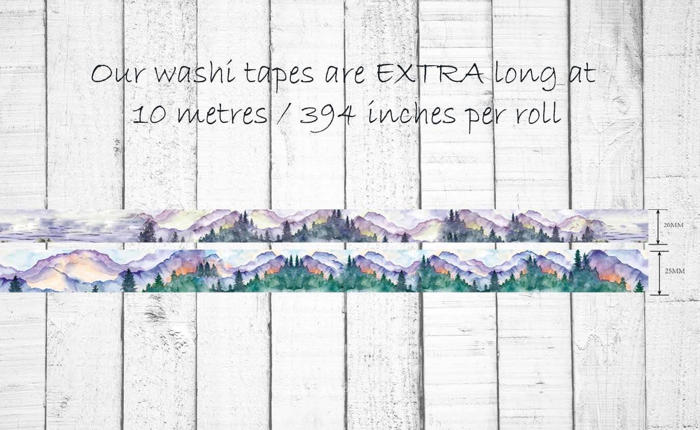 Mountain Nature Forest Washi Sticker Tape Set of 2 Extra Long washi Tape Rolls. for scrapbooks, Crafts, Decorating, decoupage gift wrapping