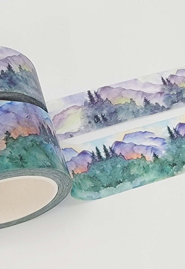 Mountain Nature Forest Washi Sticker Tape Set of 2 Extra Long washi Tape Rolls. for scrapbooks, Crafts, Decorating, decoupage gift wrapping