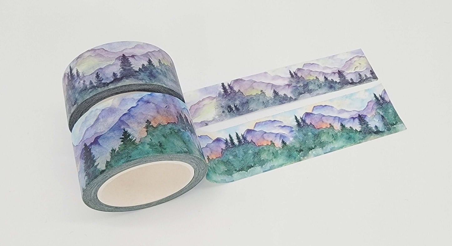 Mountain Nature Forest Washi Sticker Tape Set of 2 Extra Long washi Tape Rolls. for scrapbooks, Crafts, Decorating, decoupage gift wrapping