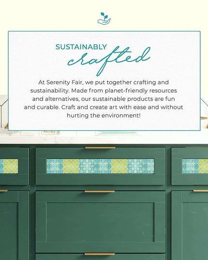 Tile Pattern Washi Tape (Retro Yellow, Teal Blue Tiles washi Tape (Extra Wide) temporary wall borders that leave no sticky residue