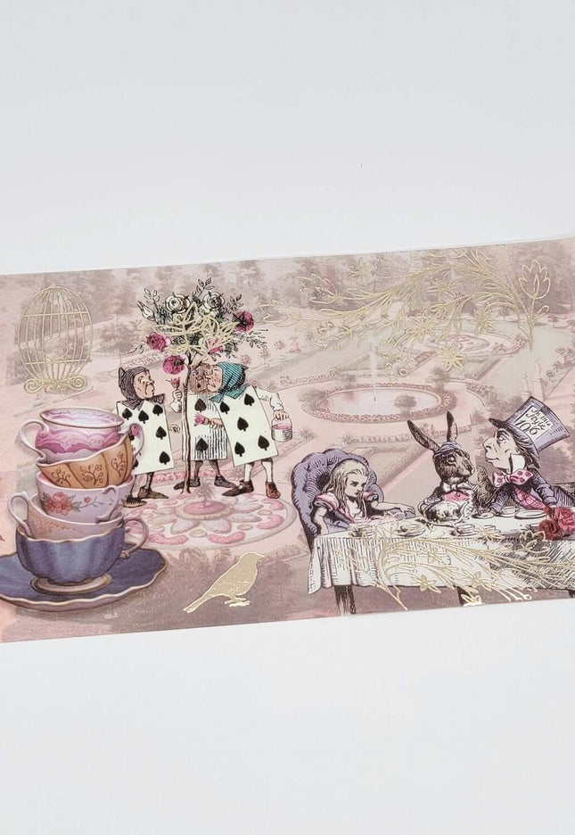 Alice in Wonderland Gold foil Extra Wide washi sticker tape for scrapbooks, Crafts, journals, DIY Cards Tea Party Decorations