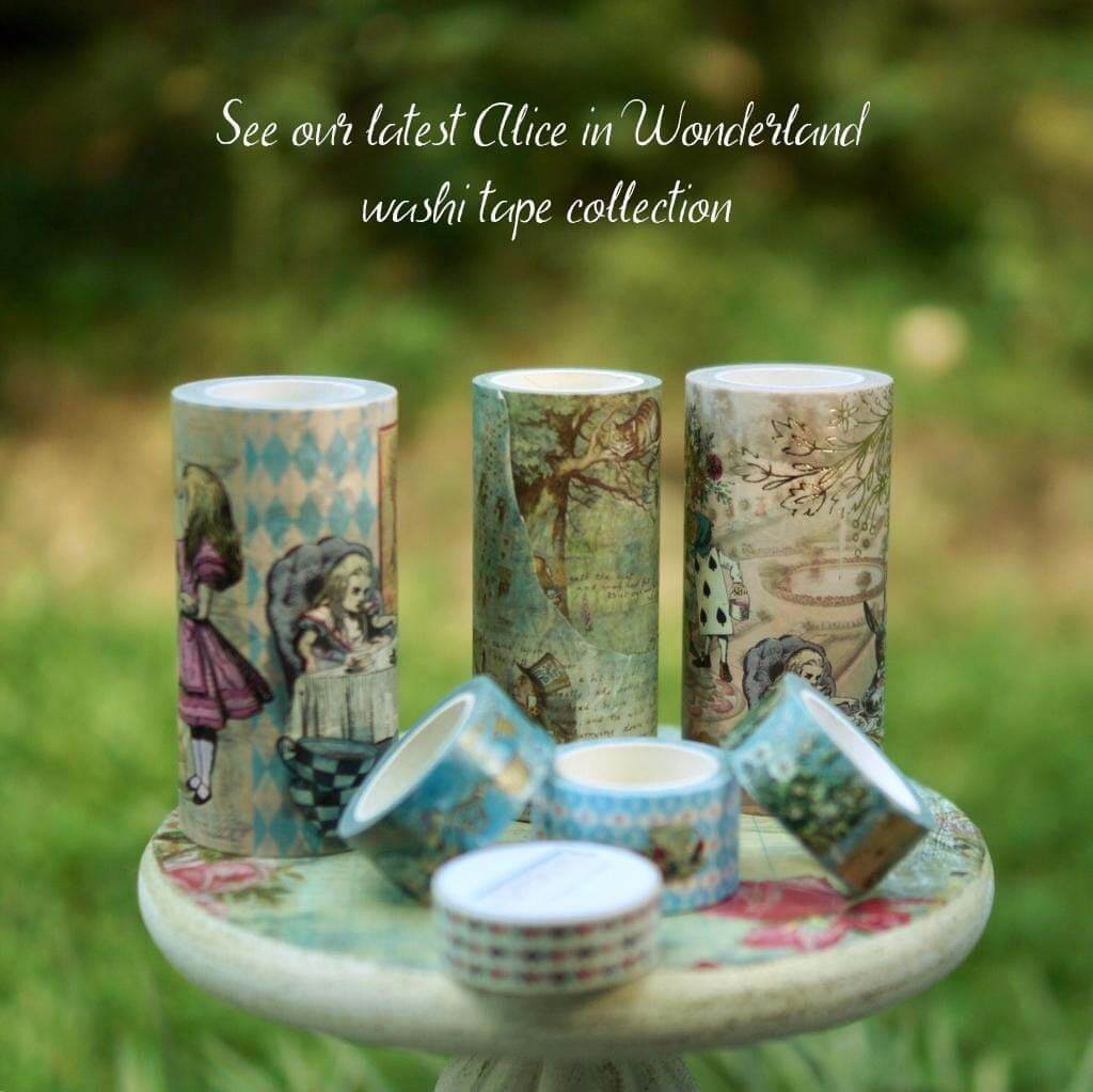 Blue Tea Party Alice au Pays des Merveilles washi Tape Ensemble de 2 rouleaux extra longs 10 mètres / 394"