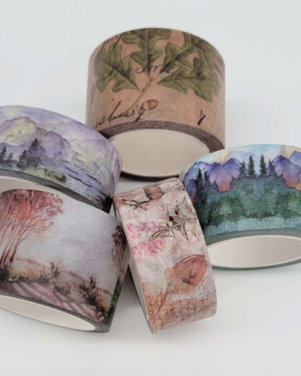 Forêt boisée de montagne Nature washi Tape Set 5 rouleaux de rubans extra longs 10 mètres pour journaux, albums, artisanat, emballage cadeau