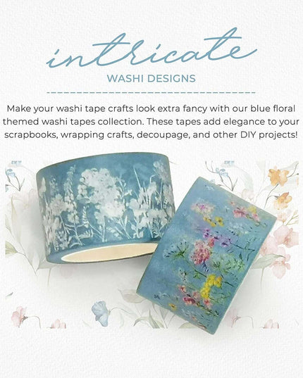 Wildflowers Themed Wide Washi Tape, Set of 2 Beautiful Flowers & Butterflies Decorative Tape Rolls, Extra Long Wide, DIY Craft Supplies