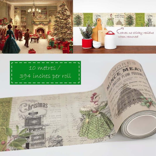 Vintage Victorian Dickens Christmas Carol Holiday washi tape for scrapbooks, journals, crafts, Home Decor, Gift Wrapping, decoupage