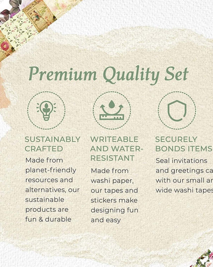 Vintage Victorian Roses Valentines Day washi Tape & Sticker Set. Incl Extra Wide Tape. Leaves no residue when removed!