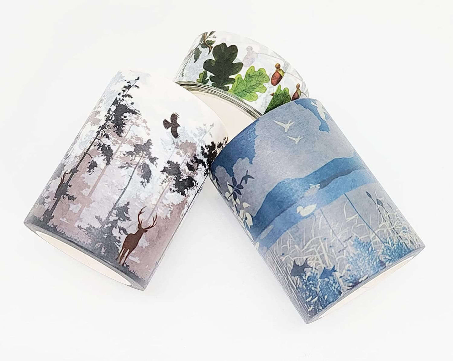 Mountain Nature Forest woodland washi Sticker Tape Set of 3 Extra Long washi Tape Rolls. for scrapbooks, Crafts, Decorating, decoupage