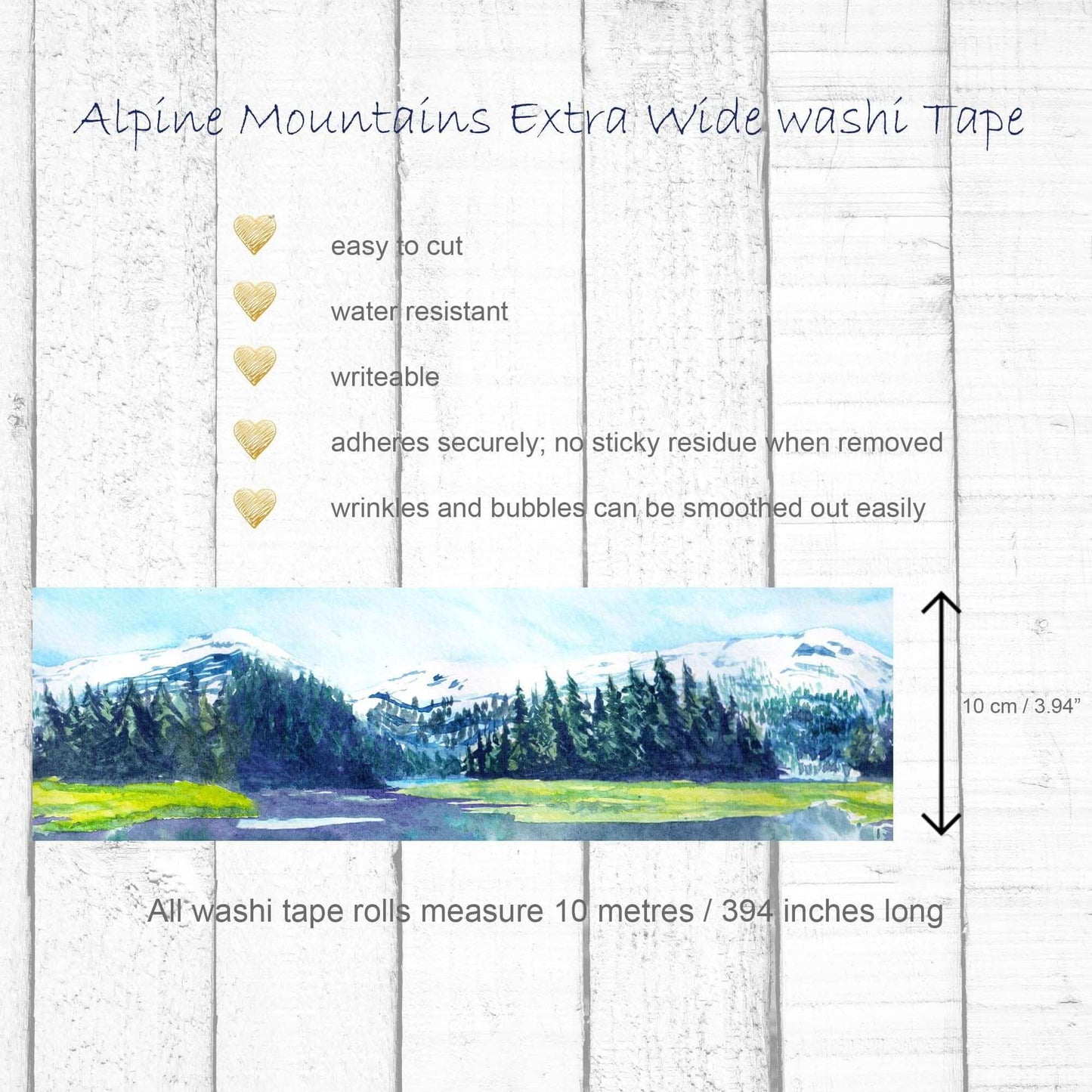 Alpine Mountains Extra Wide washi Tape for Crafts, scrapbooks, jounrals. Decorating and Wallpaper Borders