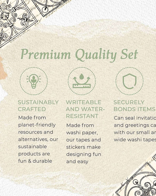 Mediterranean Italian Spanish gold tiles washi tape for scrapbooks, jounrals, crafts, decoupage or decorating, wall decor. EXTRA WIDE TAPE!