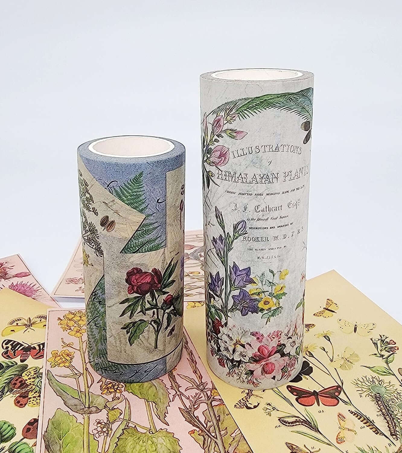 Natural Gardens Butterflies, Birds, & Flowers Theme washi Tapes and Sticker Set. Extra Wide/Long Tapes!