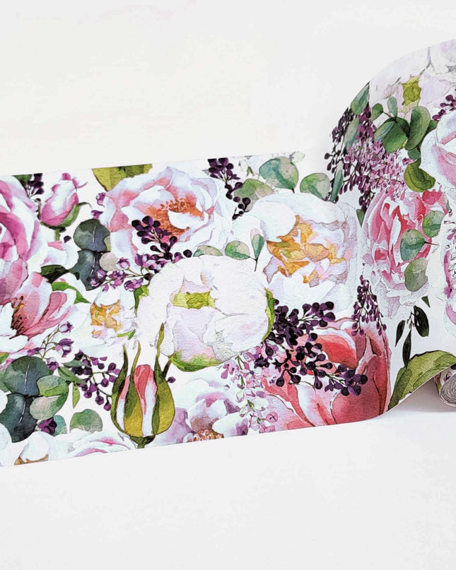 Ruban Washi Extra large imprimé Roses Vintage, pour scrapbooking, décoration DIY, emballage cadeau et bordures de papier peint temporaires
