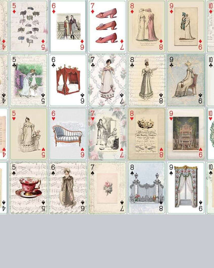 Jane Austen Regency Garden tea party washi tapes, jeu de cartes à jouer et papiers de scrapbooking pour journaux de base de chalet, décoration, artisanat