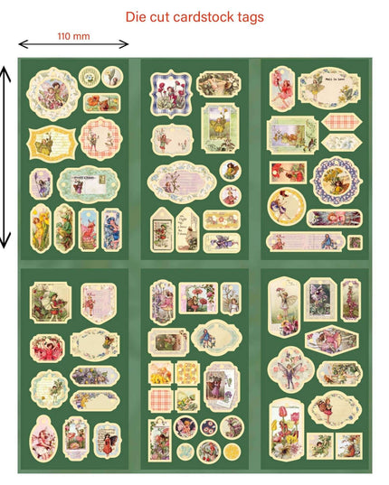 Vintage Fairy Garden washi tapes set with tags