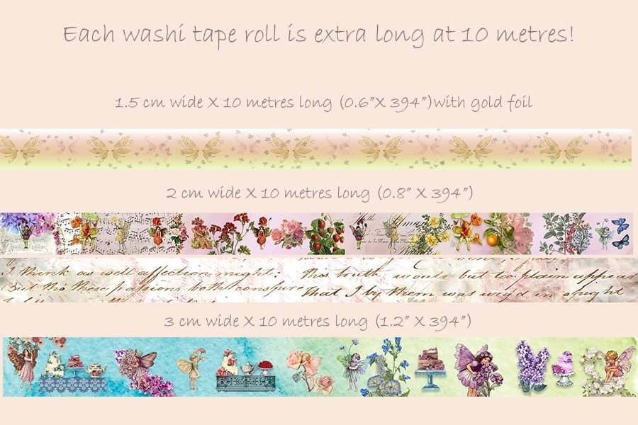 Vintage Fairy Garden washi tapes set with tags