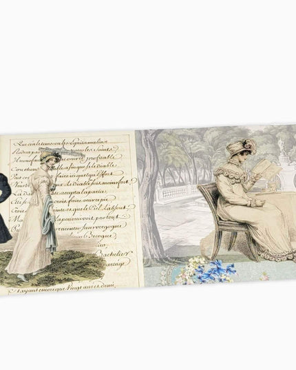 Jane Austen romantique vintage EXTRA WIDE 4 pouces / 10 cm washi tape. 10 mètres de long pour les albums, les journaux, les travaux manuels, les bordures de papier peint, les cadeaux.
