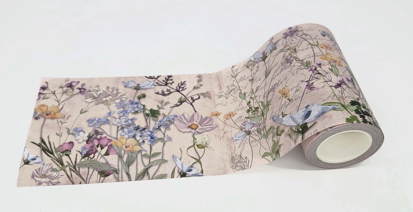 Meadow wildflowers extra wide washi tape for scrapbooks, journals, decorating and handmade crafts