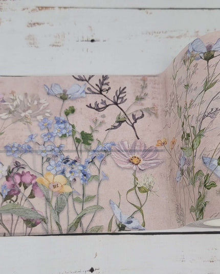 Meadow wildflowers extra wide washi tape for scrapbooks, journals, decorating and handmade crafts