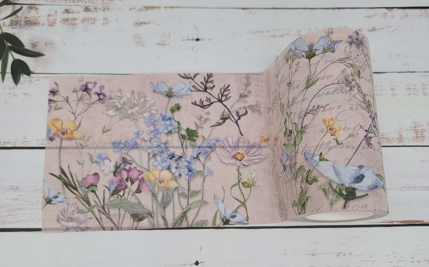 Meadow wildflowers extra wide washi tape for scrapbooks, journals, decorating and handmade crafts