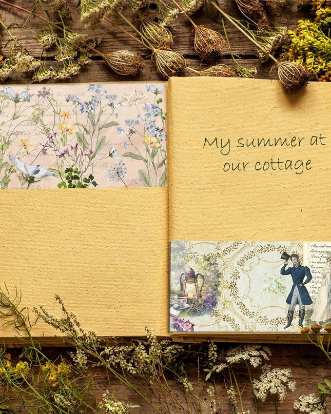 Ruban washi extra large de fleurs sauvages des prés pour les albums, les journaux, la décoration et l'artisanat fait à la main