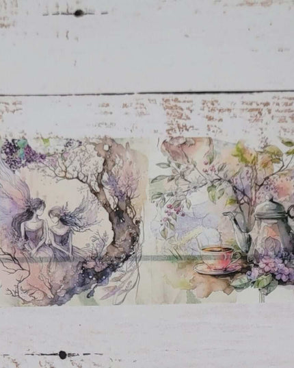 Bande washi de jardin de fées de fleurs de forêt. Rouleau extra long pour scrapbooking, journaux, travaux manuels et décoration.