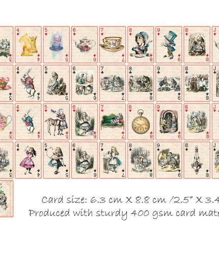 Alice in Wonderland Vintage Playing Cards Deck for Tea Party Games, Decorations and Crafts