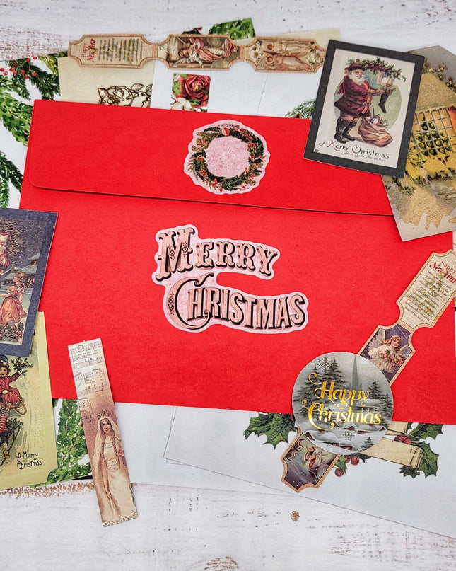 Vintage Christmas gifts washi stickers and tags for scrapbooks, journals, DIY cards, decorations