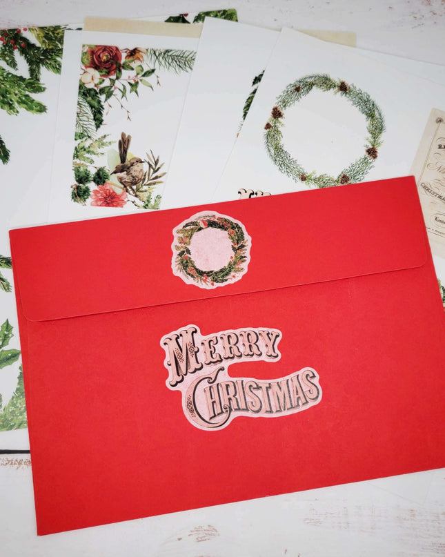 Vintage Christmas gifts washi stickers and tags for scrapbooks, journals, DIY cards, decorations