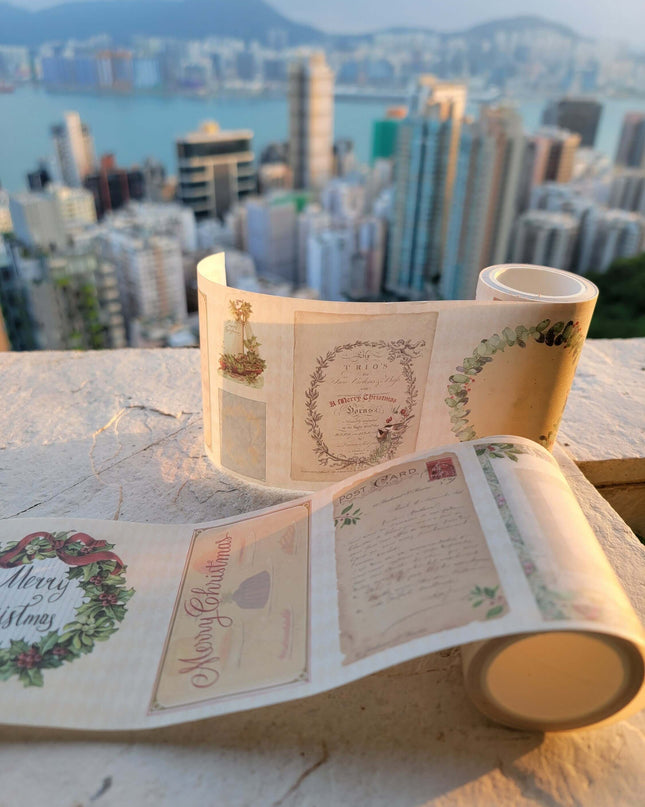 Vintage Victorian Christmas washi stickers -kiss cut. Writeable, re-useable, leaves no sticky residue. 2 rolls / over 150 stickers