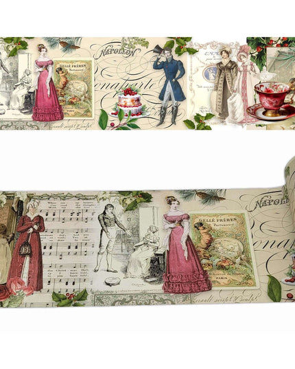 Jane Austen Christmas at Pemberly extra wide washi sticker tape for journals, scrapbooks, gift wrapping and decorating