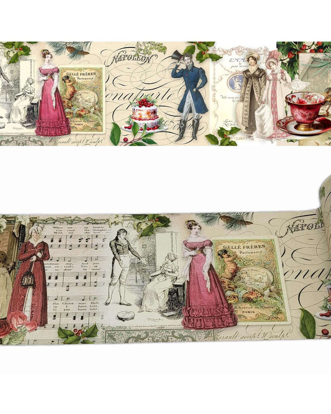 Jane Austen Christmas at Pemberly extra wide washi sticker tape for journals, scrapbooks, gift wrapping and decorating