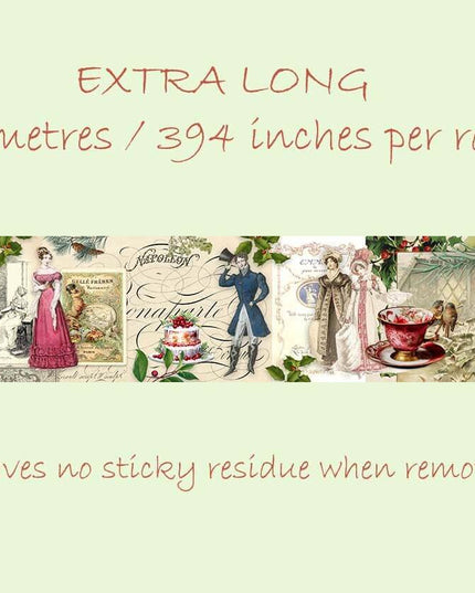 Jane Austen Christmas at Pemberly extra wide washi sticker tape for journals, scrapbooks, gift wrapping and decorating