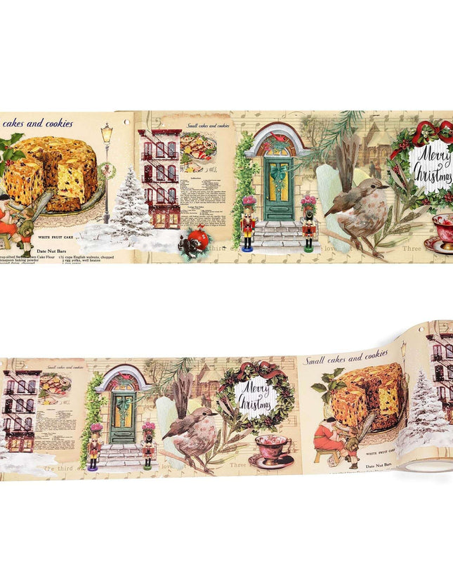 Vintage Christmas baking theme Extra Wide (10 cm / 4 inches)  washi tape for scrapbooks, wall decor, journals, crafts and decoupage