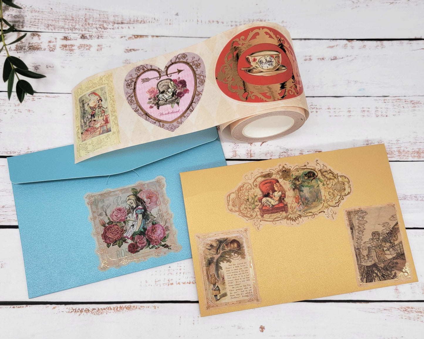 Alice in Wonderland Christmas Stickers, washi Tapes, and Mini Cards Collection