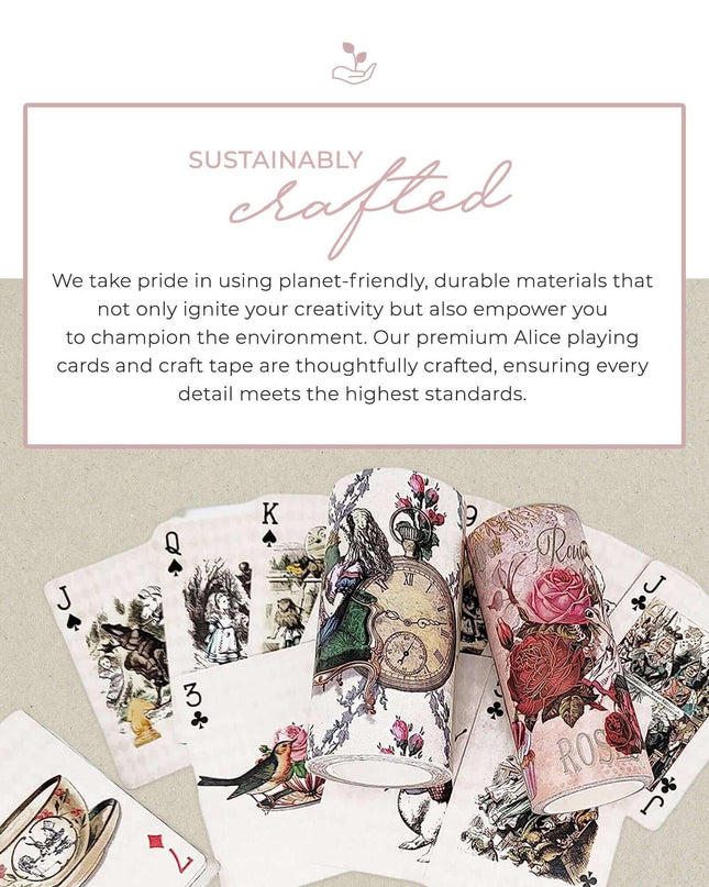 Cartes à jouer spéciales Alice au pays des merveilles, ensemble de bandes washi extra larges pour décorations de fête, jeux, artisanat et décoration