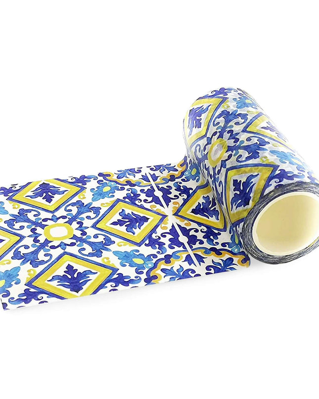 Les carreaux portugais impriment du ruban washi. EXTRA LARGE et extra LONG (394 pouces/ 10 mètres), adapté comme bordures de papier peint temporaires