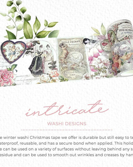 Extra Wide washi Tape (Romantic Victorian Collage) for Valentine's Day journals, Gifts, Crafts and Decorating