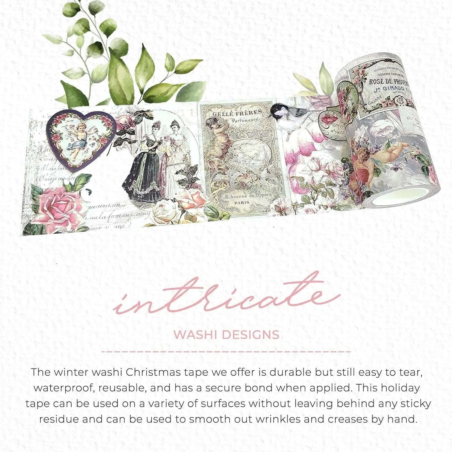 Extra Wide washi Tape (Romantic Victorian Collage) for Valentine's Day journals, Gifts, Crafts and Decorating