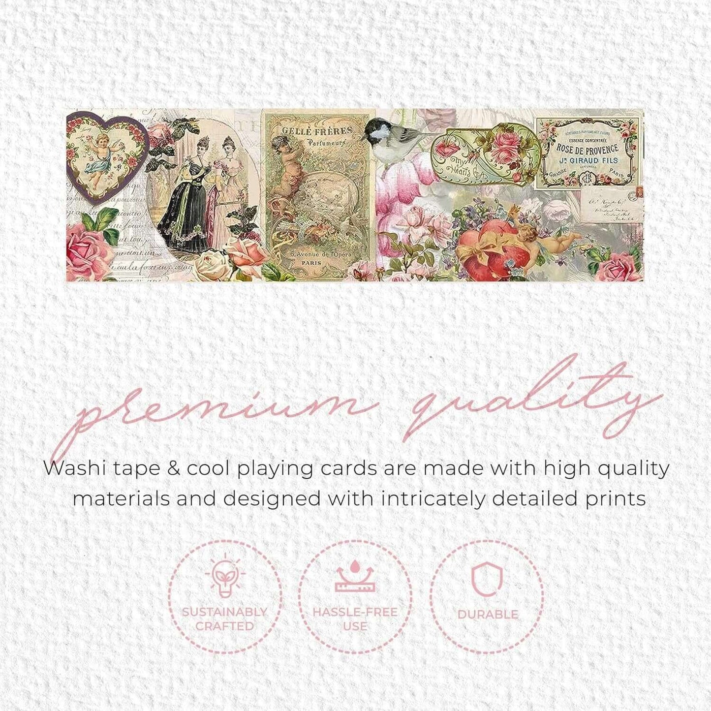 Extra Wide washi Tape (Romantic Victorian Collage) for Valentine's Day journals, Gifts, Crafts and Decorating