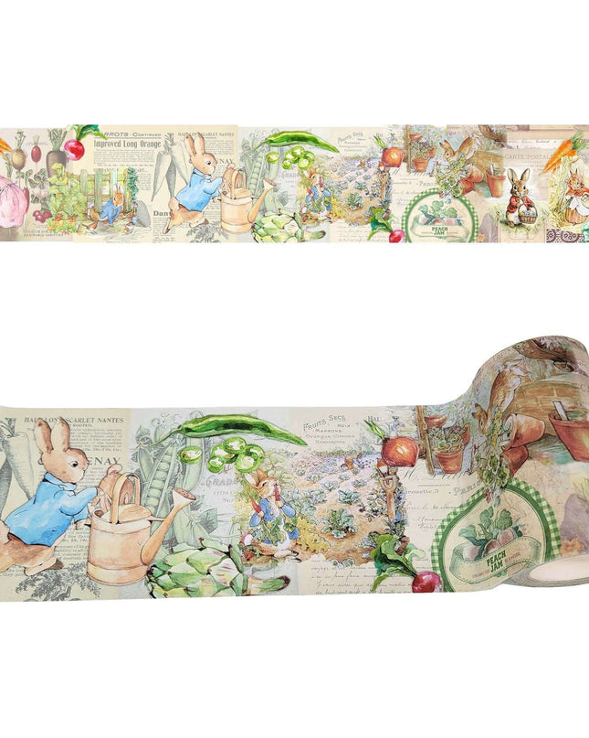 Peter Rabbit Garden Extra Wide 10cm/ 4 pouces washi Tape pour scrapbooking, journaux, décoration murale et artisanat