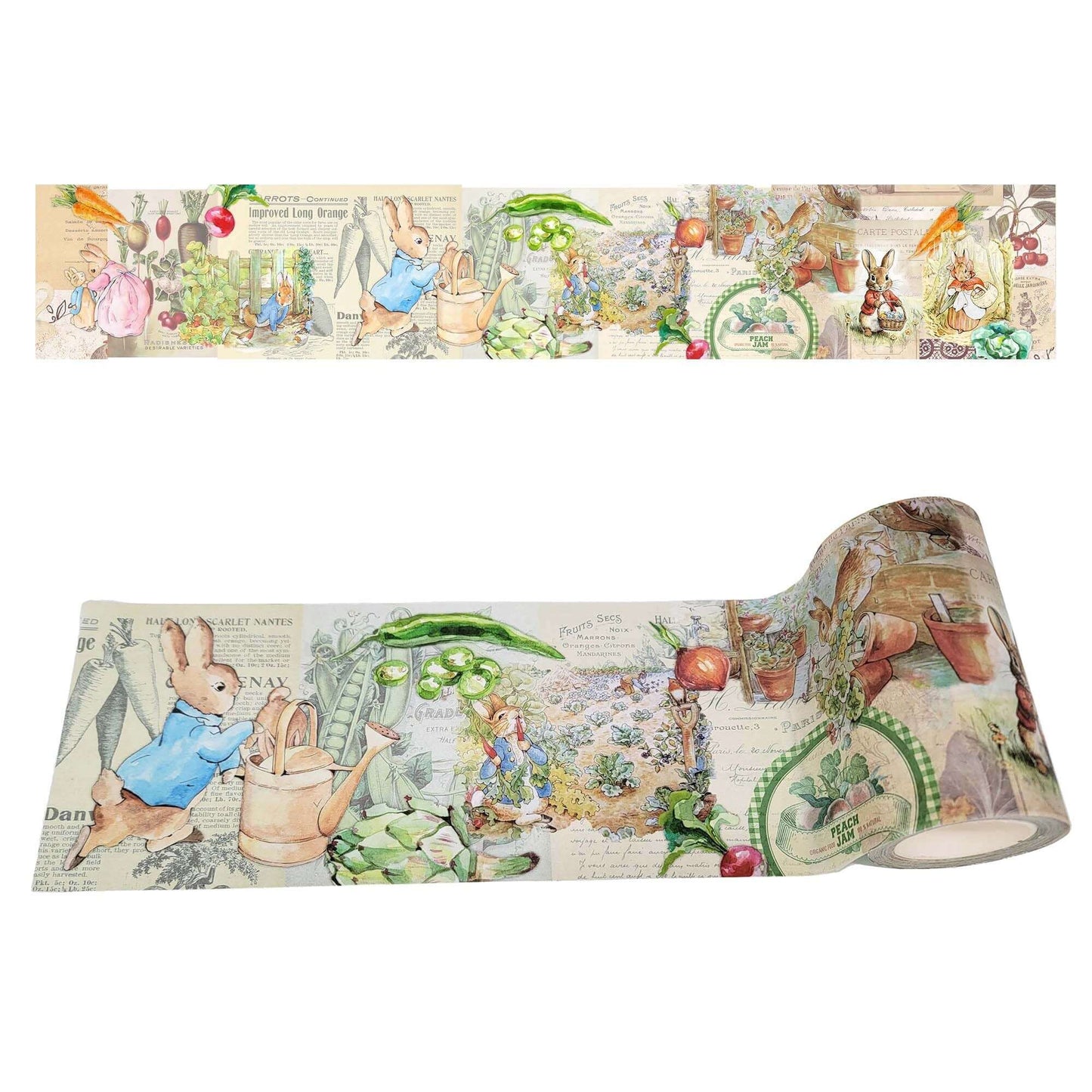 Peter Rabbit Garden Extra Wide 10cm/ 4 inch washi Tape for scrapbooks, journals, wall decor and crafts