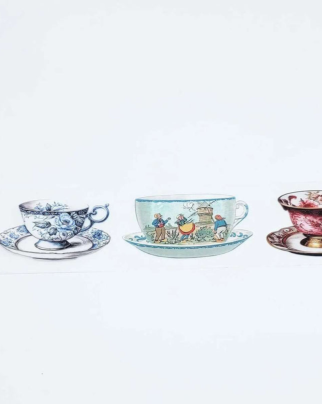 Tea party PET tape for scrapbooks, journals, crafts, and decorating candles, gifts, cards, tags, or phone cases